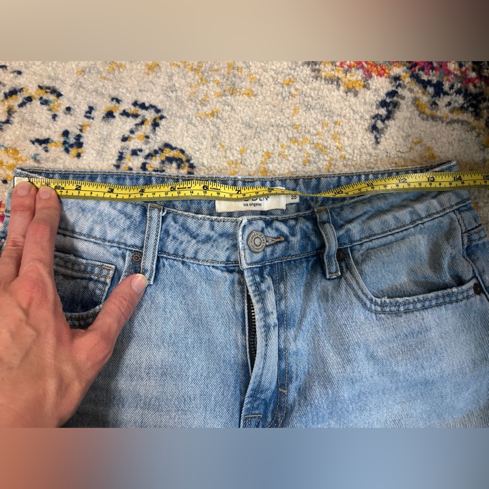 Hidden High Waist Raw Hem Crop Wide Leg Jeans - 25 - Picture 7 of 7